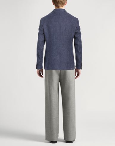 Man Blazer Blue Size 40 Linen, Virgin Wool