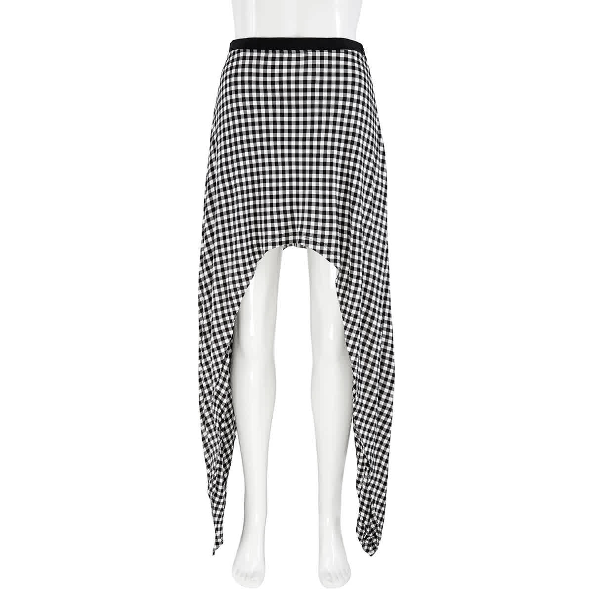 Ladies Black Gingham Check Back Tie Skirt