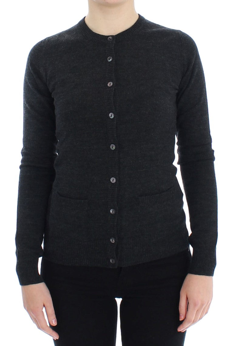 Wool Button Cardigan — Gray