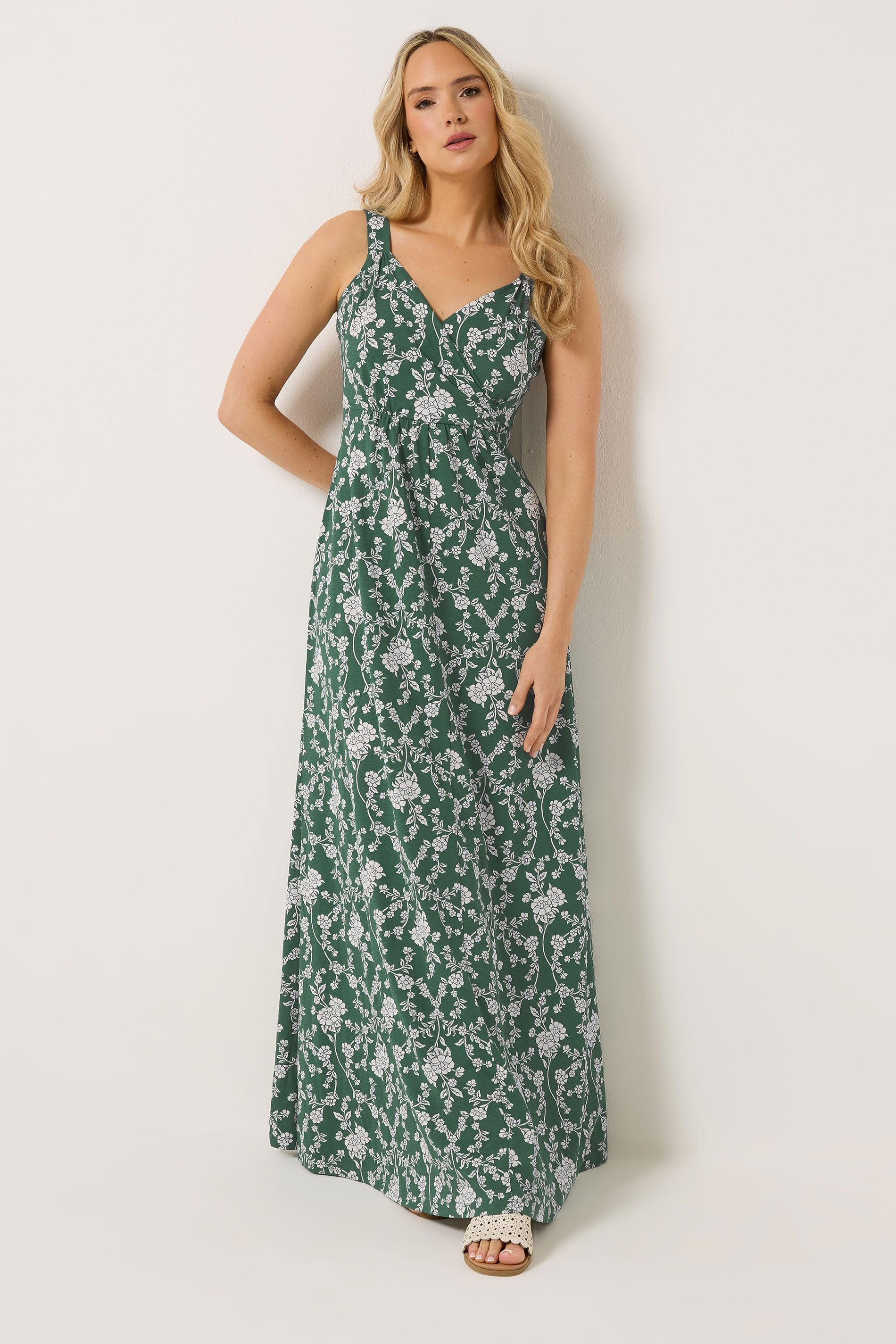 Long Tall Sally Tall Floral Maxi Dress In Dark Green