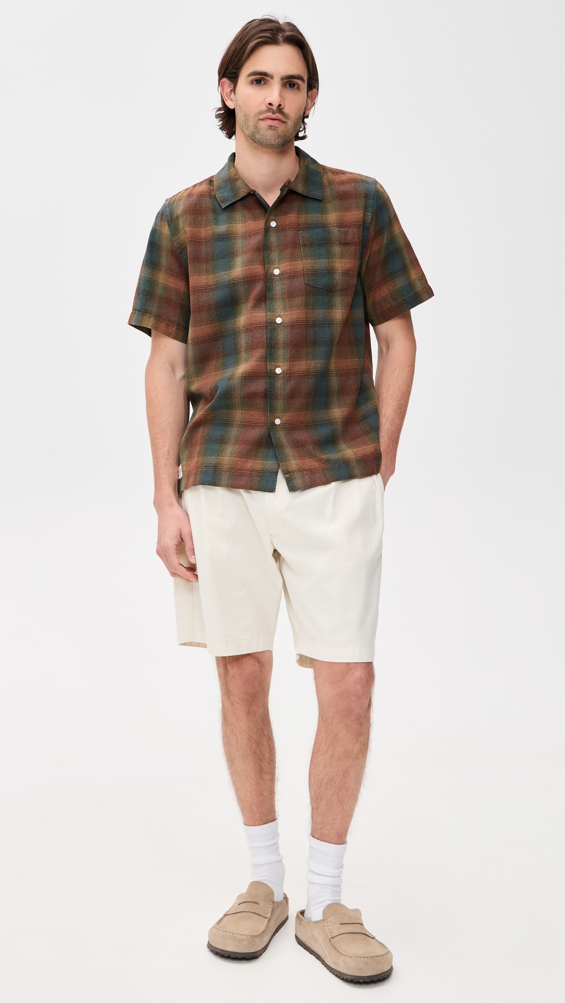Plaid Resort Shirt Brown