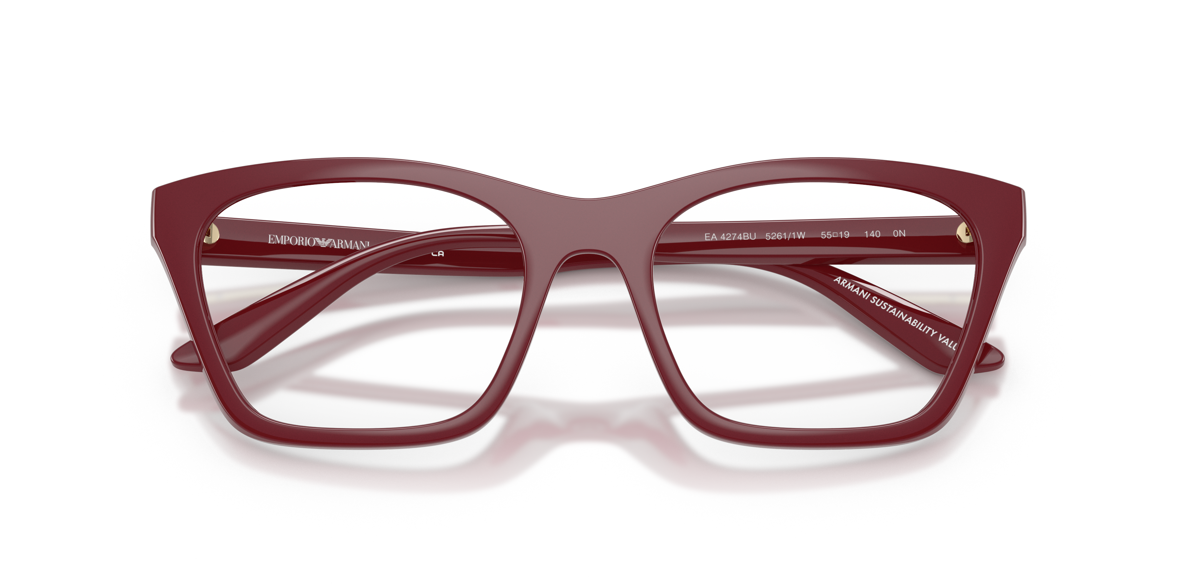 Emporio Armani Woman Emporio Armani EA4274BU 52611W Sunglasses Injected Red Transparent Cat Eye Norma