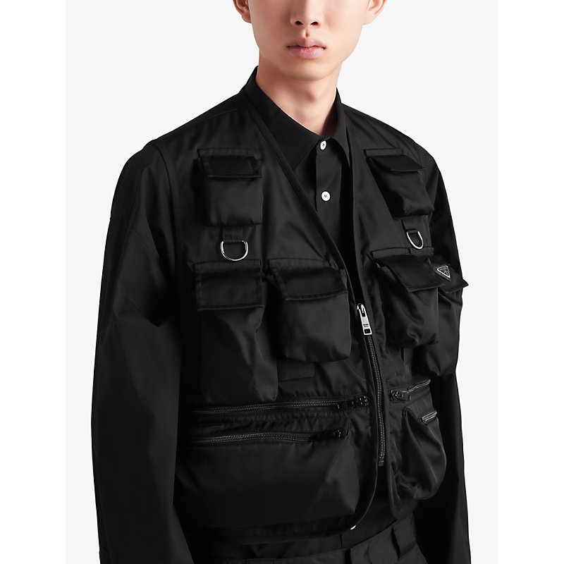 Mens Black Logo-print Quilted-pattern Re-Nylon Vest