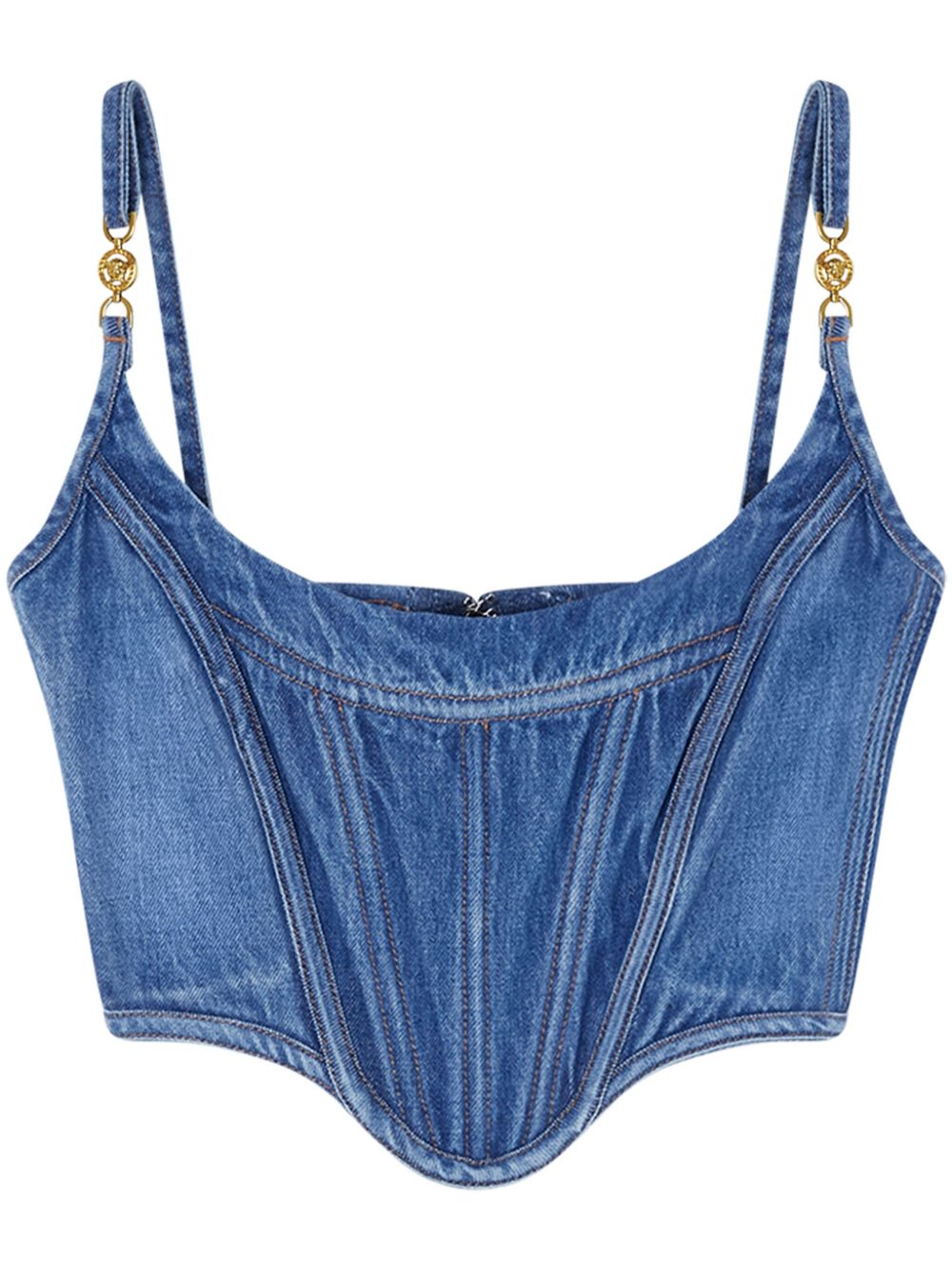 Medusa '95 denim corset top - Blue