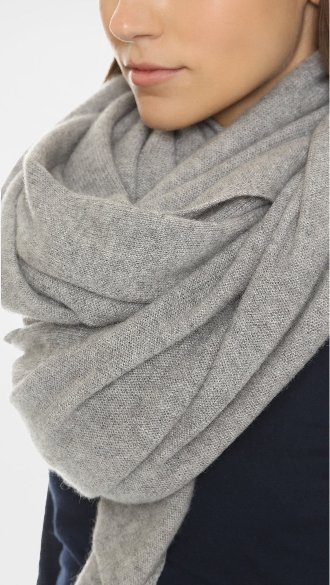 Cashmere Travel Wrap Scarf Grey Heather One Size