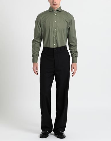 Man Shirt Military green Size 15 ¾ Cotton, Elastane