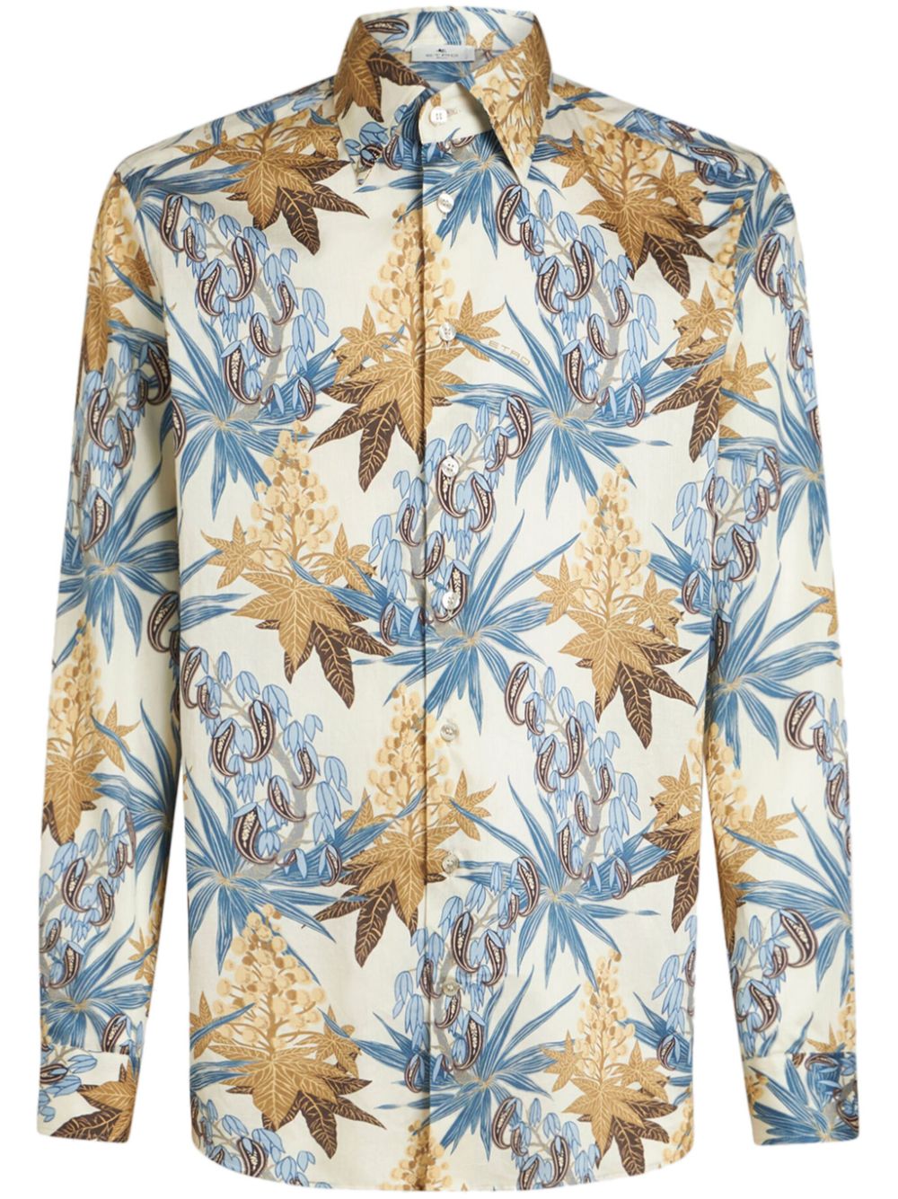 Foliage-print cotton shirt - Neutrals