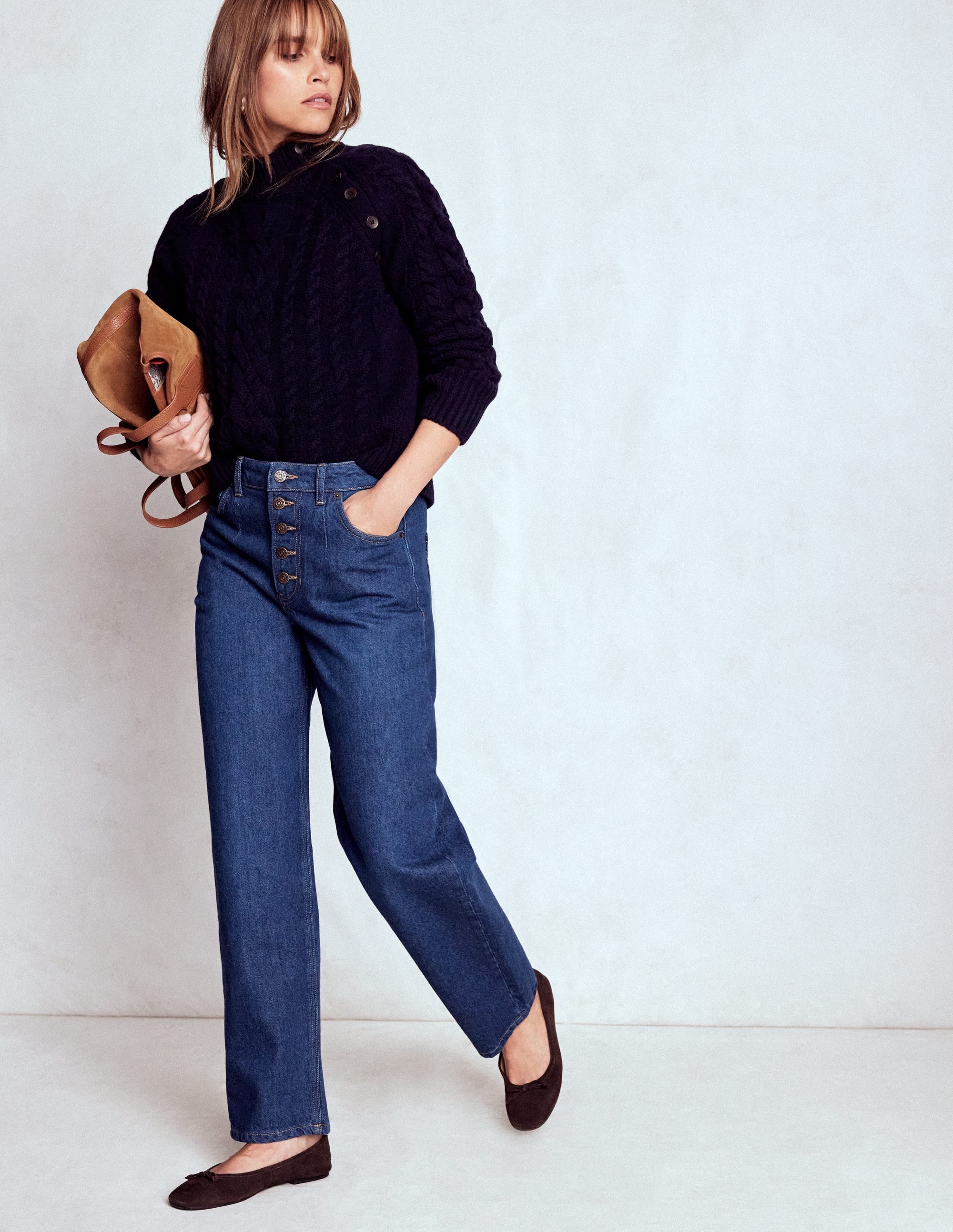 Women's Exposed Button Straight Jeans in Blue | Size 25
