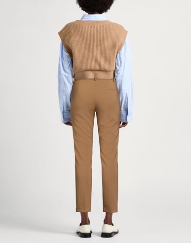 Gm Woman Pants Camel Size 10 Polyester, Elastane