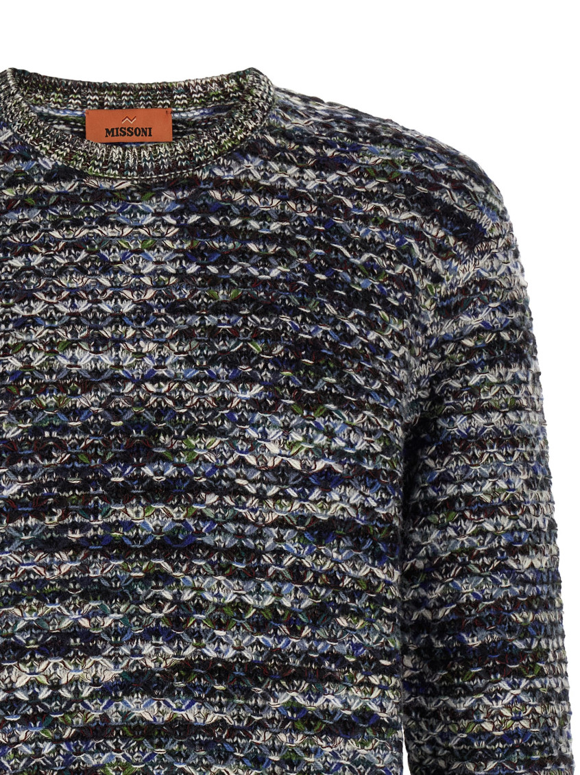 Multicolor Knitted Crew Neck Sweater