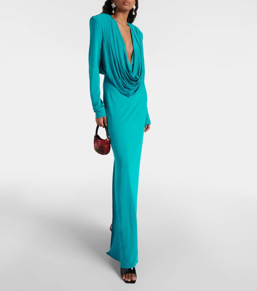 Draped jersey midi dress