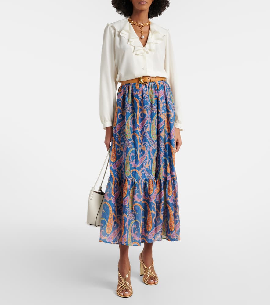 Paisley cotton and silk maxi skirt