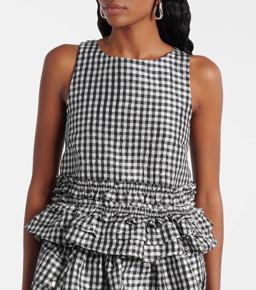 Ganni Gingham ruffled top