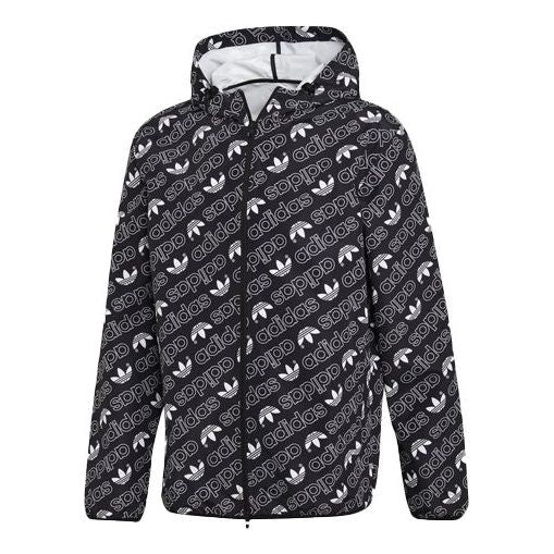 Originals Full Print Athleisure Casual Sports hooded Woven Windproof Outdoor Jacket Black