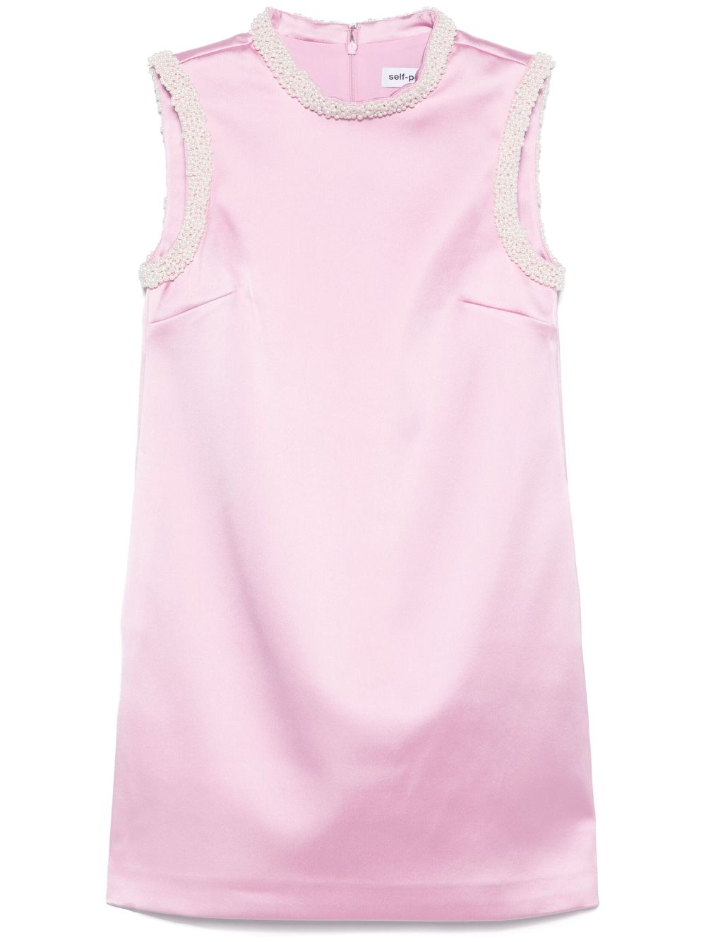 Pearl-trim satin mini dress - Pink