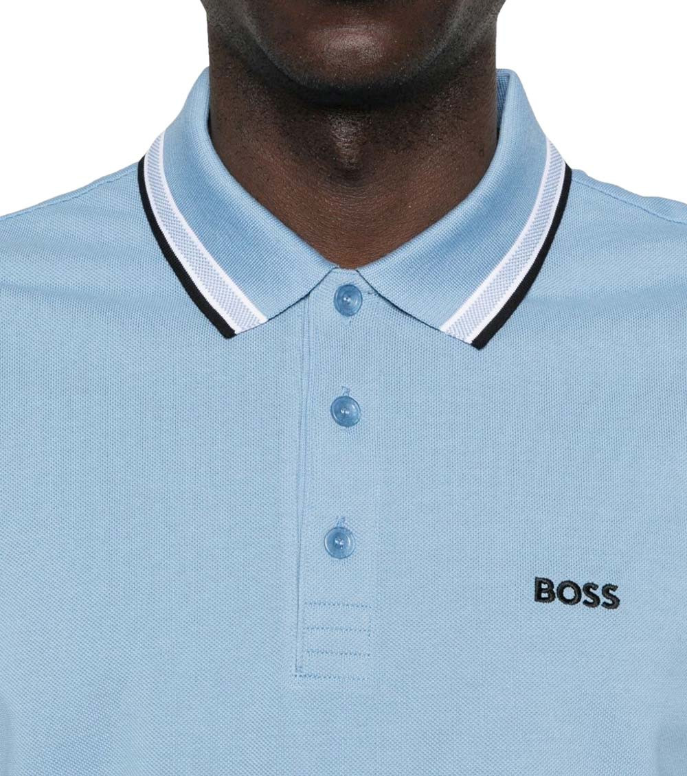 Blue Solid Shirt Collar Polo
