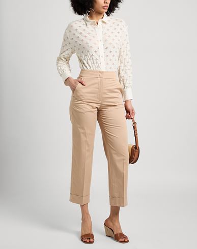 Peserico Woman Pants Sand Size 10 Cotton, Elastane