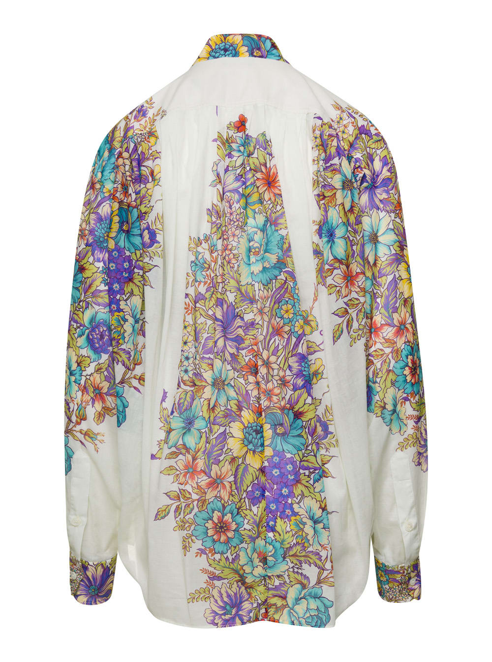 Multicolored Floral Print Blouse In Cotton Woman