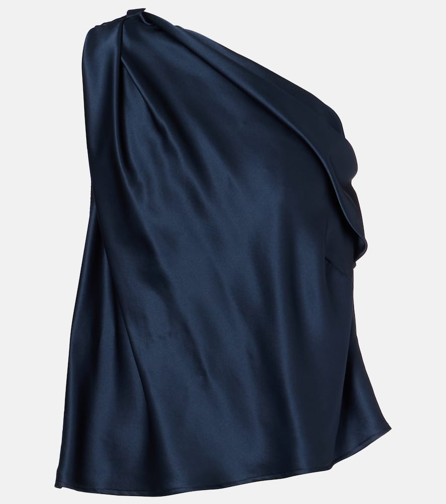 One-shoulder silk satin top