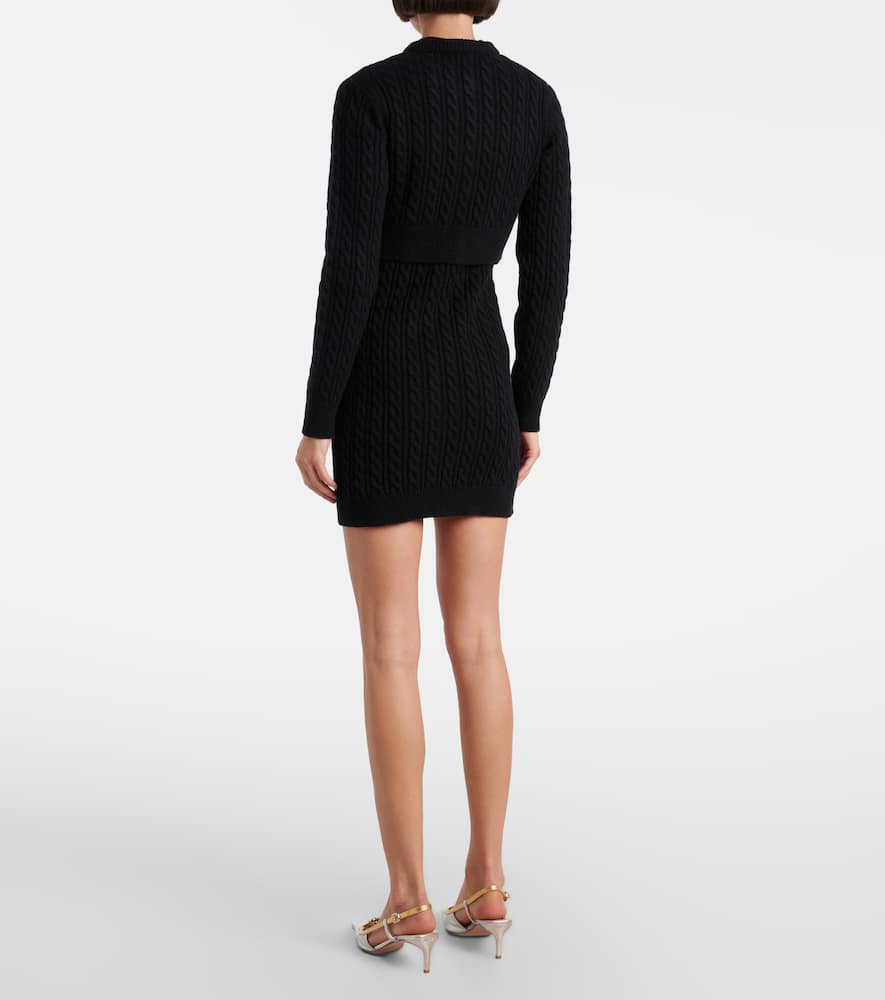 Cable-knit wool and cashmere cardigan