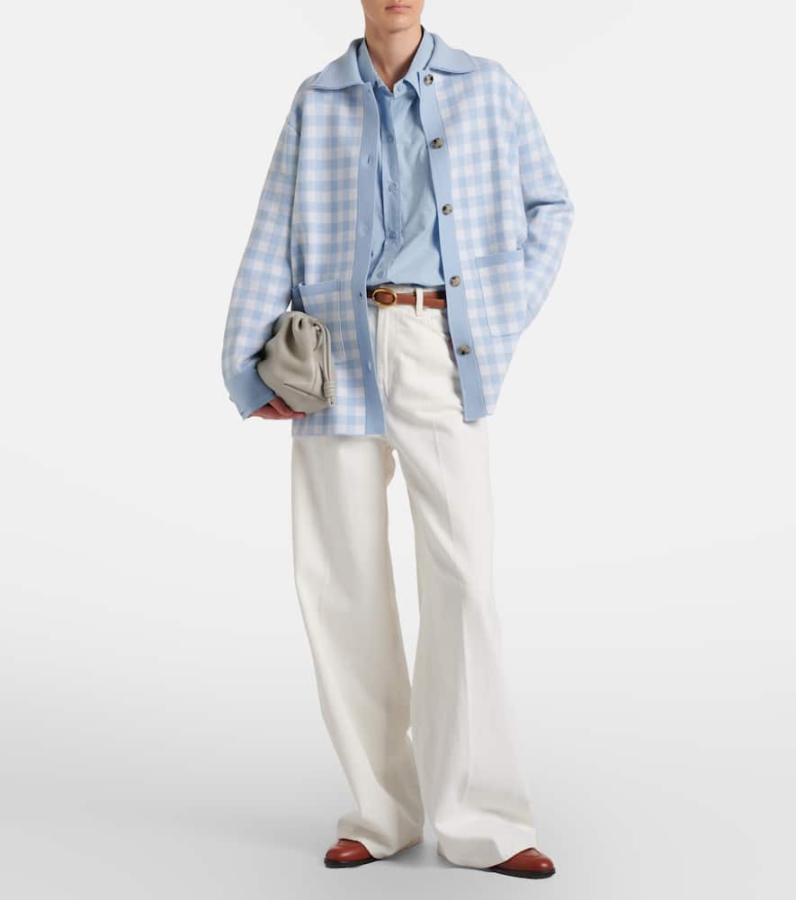 Gingham wool and cashmere cardigan
