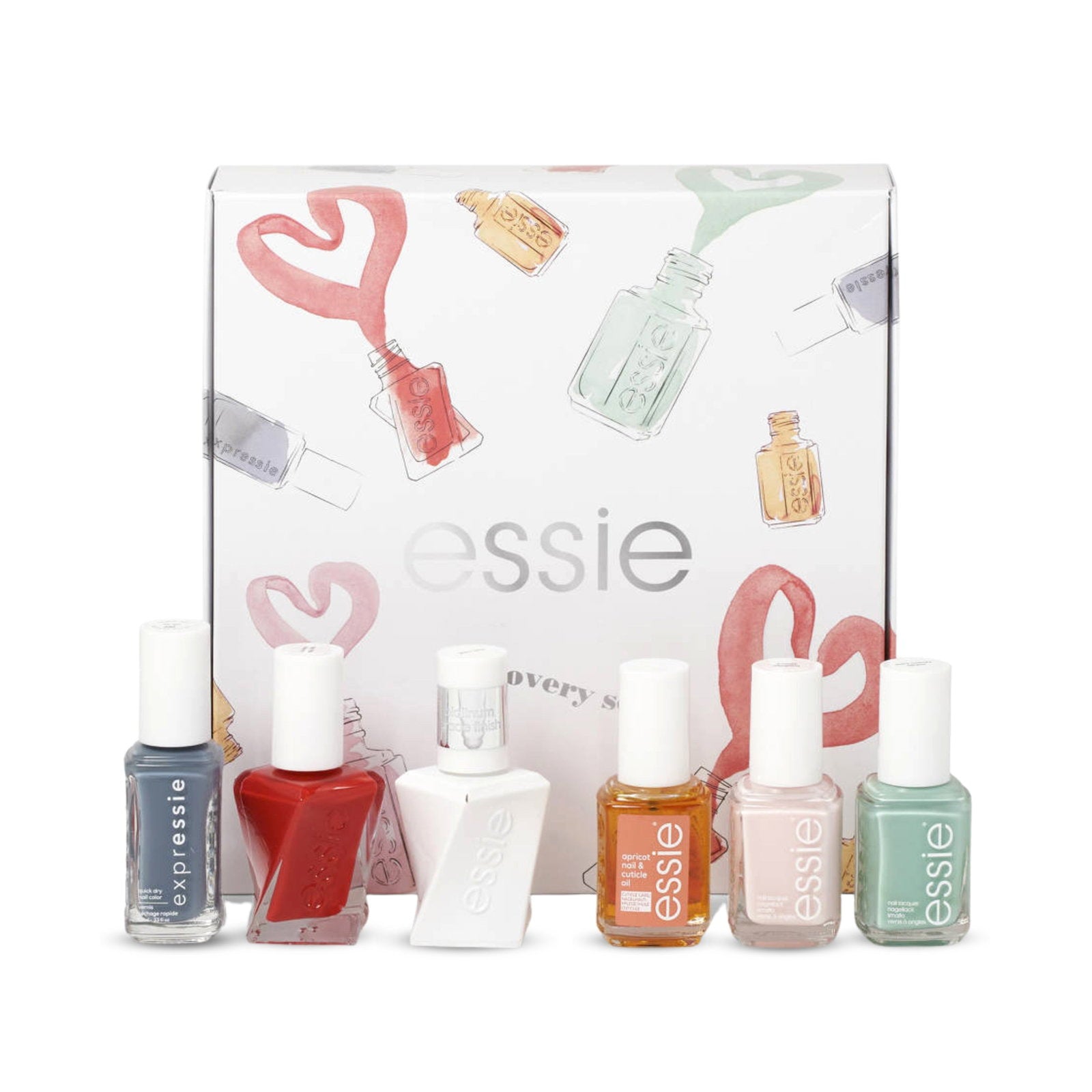 Discovery Set Essie: Smalto per unghie, Vegan, Finitura lucida e lucida, Smalto per unghie, 99, Mint Candy Apple, 13, + Expressie Air Dry, Smalto