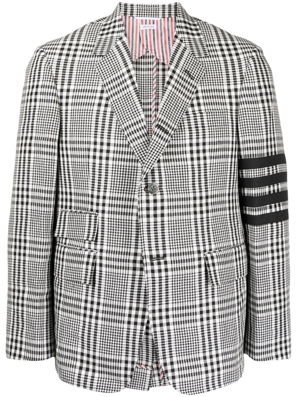 Check single-breasted blazer - White