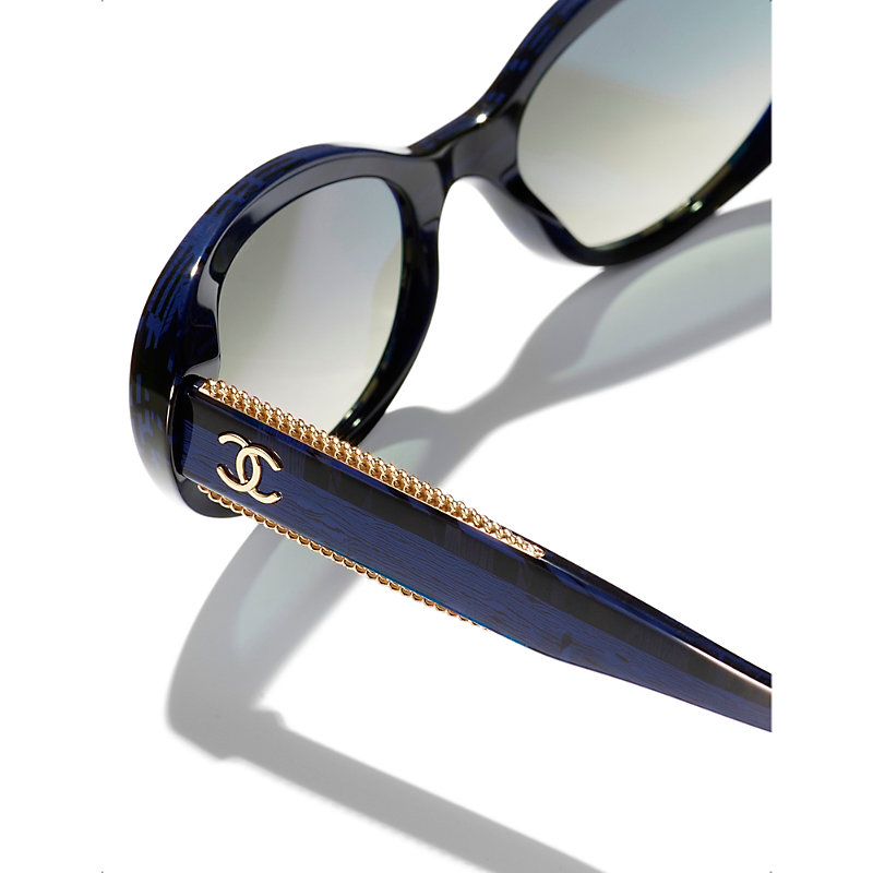 Womens Black CH5515 Oval-frame Acetate Sunglasses