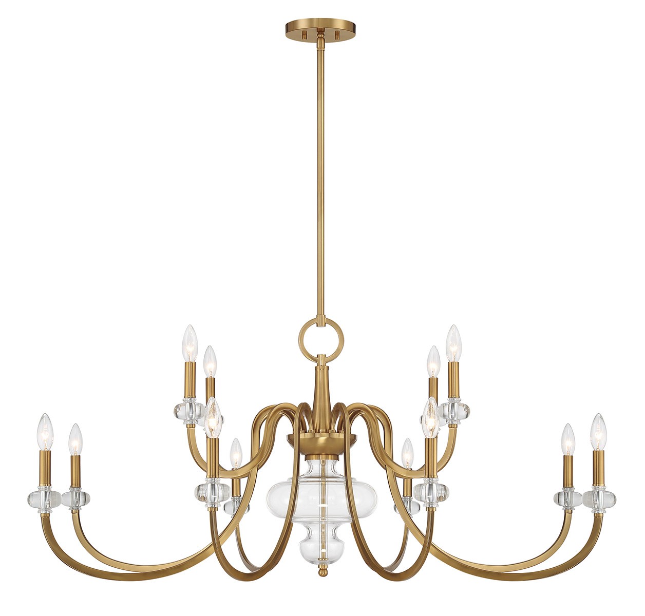 Warm Brass 12 Light Chandelier from the Bergdorf Collection