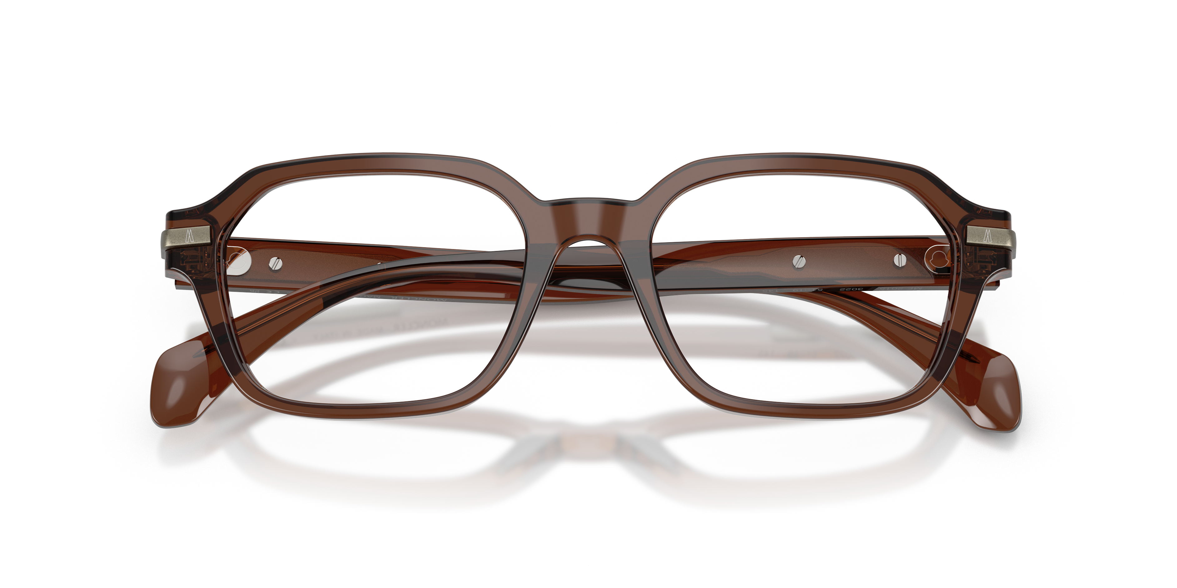 Moncler Unisex Moncler ME2015 3022 Optical frames Acetate Brown Transparent Geometric Norma