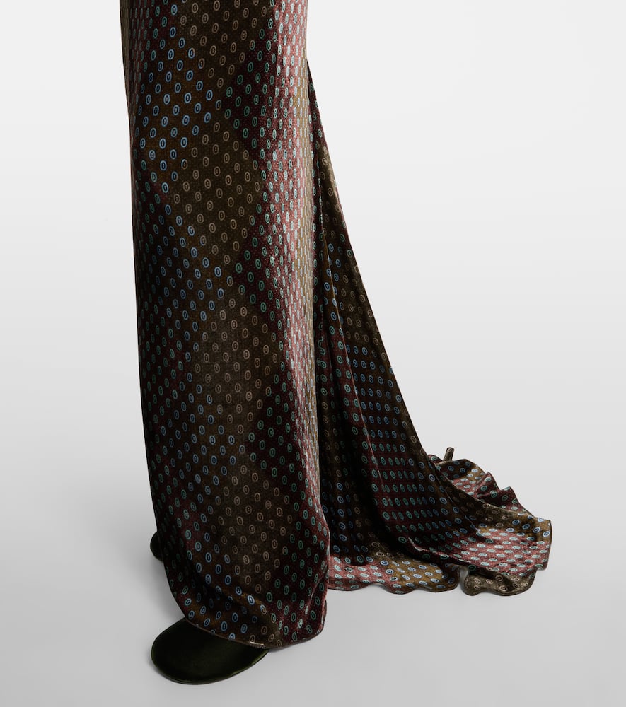 Printed satin maxi skirt