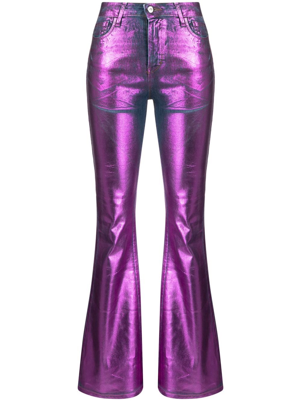 Metallic flared slim-cut jeans - Blue