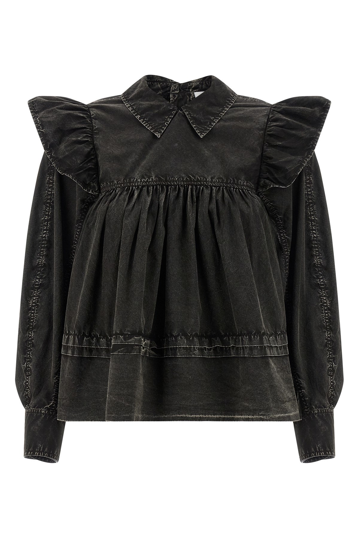 'Black Washed Frill' Blouse