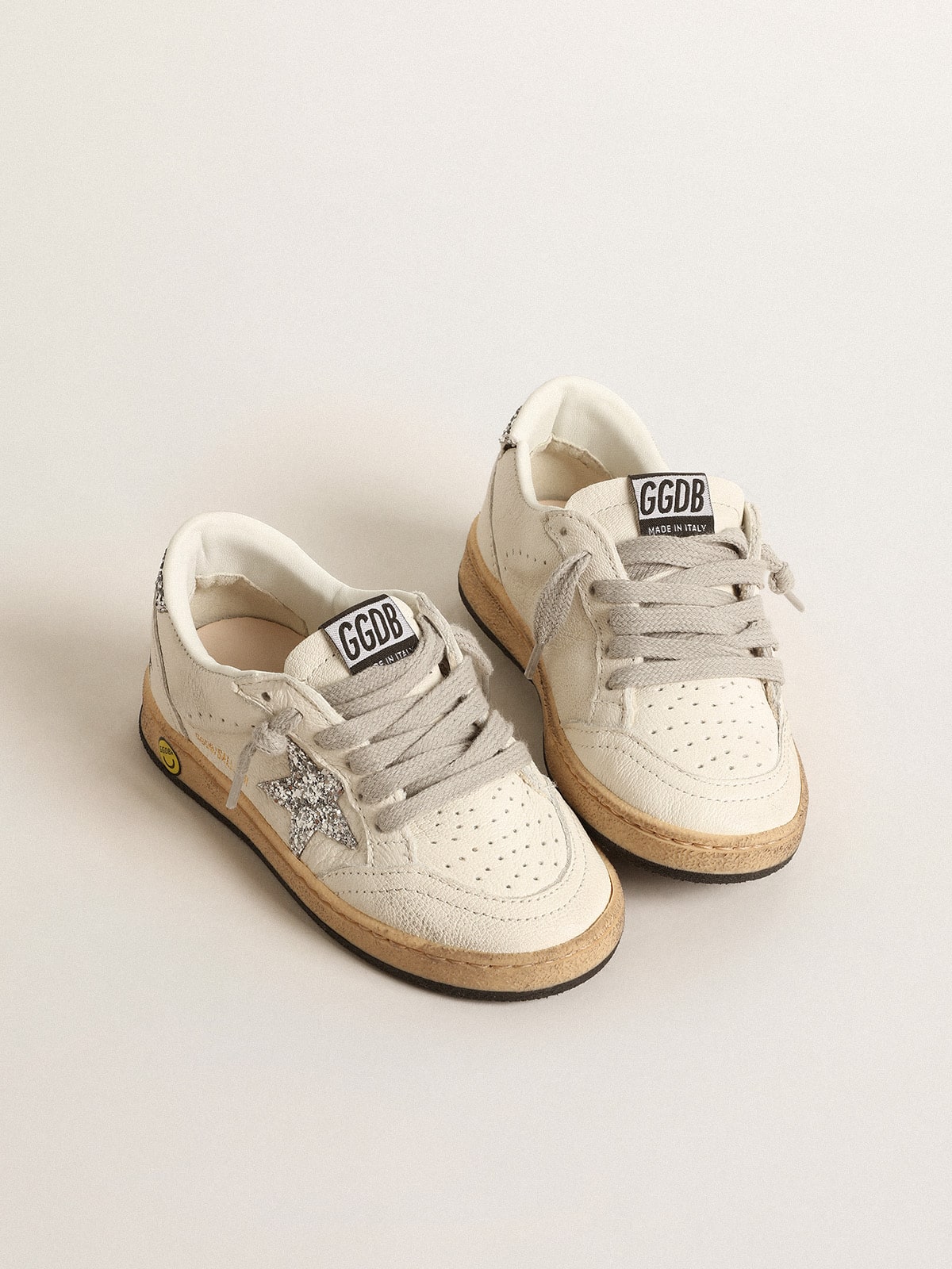 Golden Goose - Ball Star Young In Nappa With Silver Glitter Star And Heel Tab