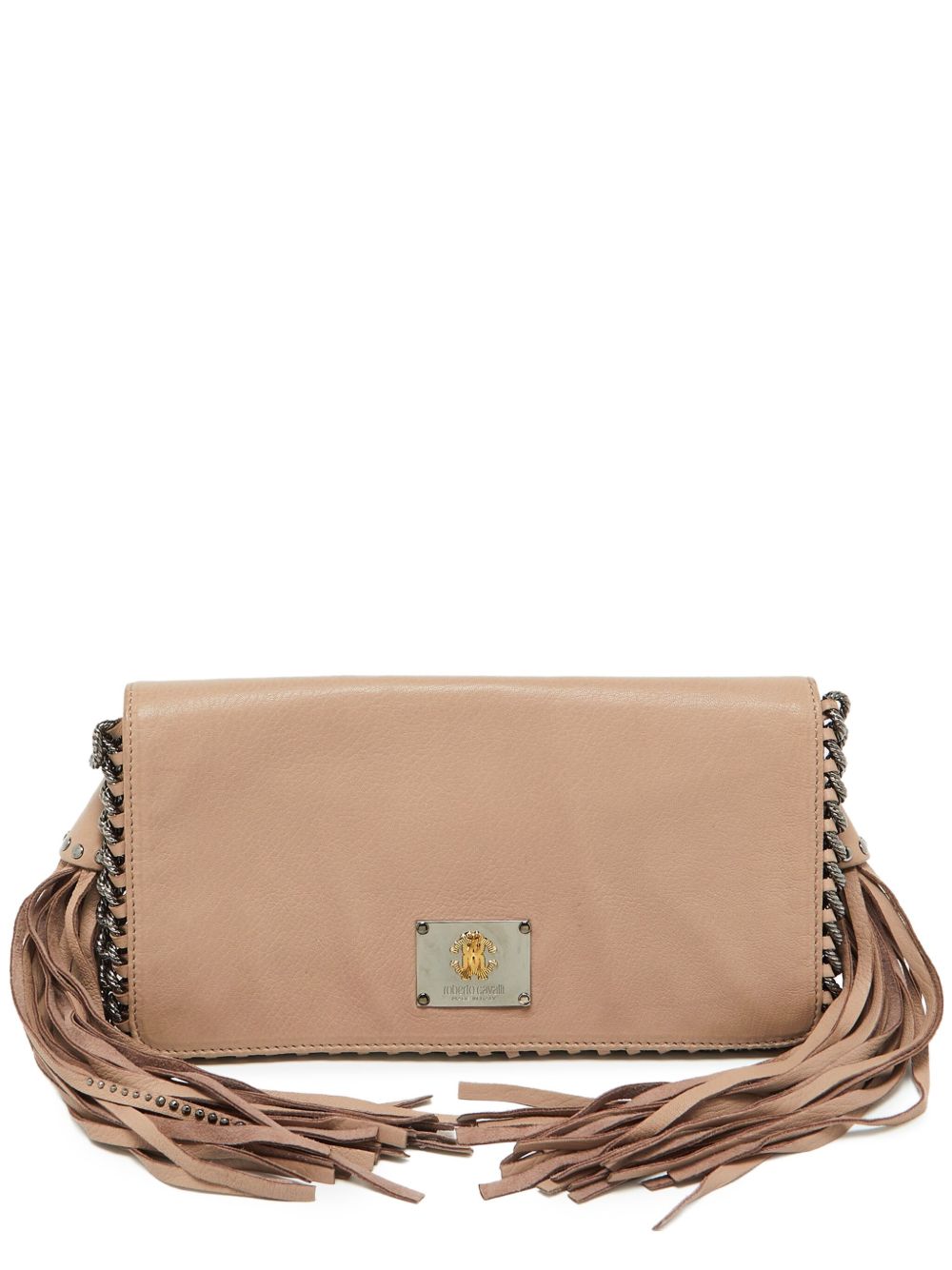 Pre-owned fringe-embellished clutch bag - Neutrals