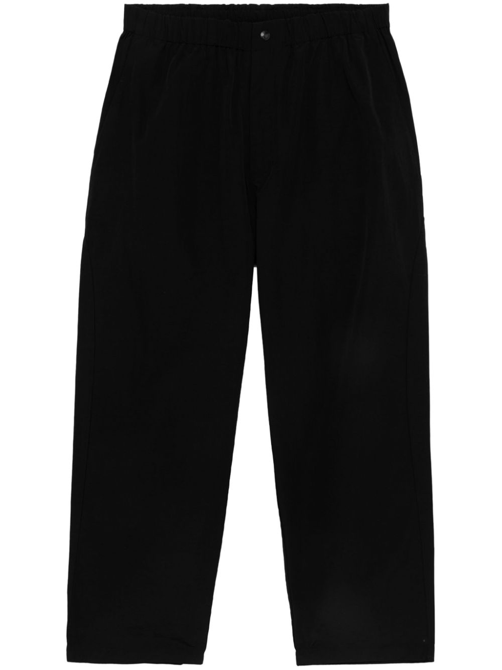 Elasticated-waist straight-leg trousers - Black
