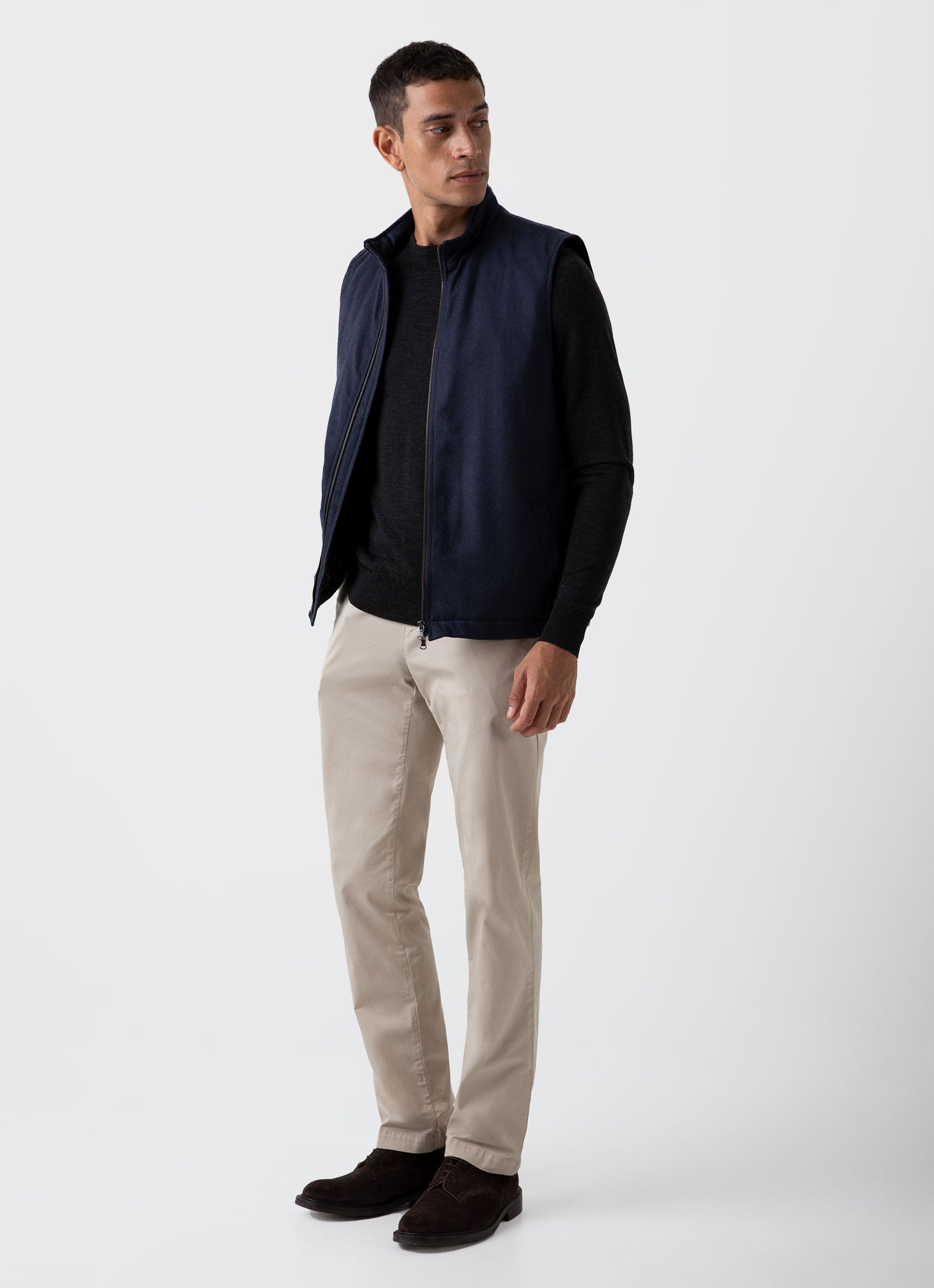 Men's Insulated Wool Vest in Navy Melange