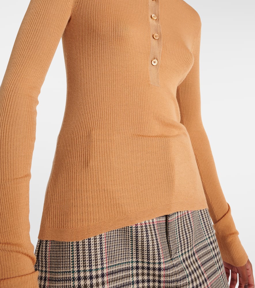 Chloé Ribbed-knit wool Henley shirt