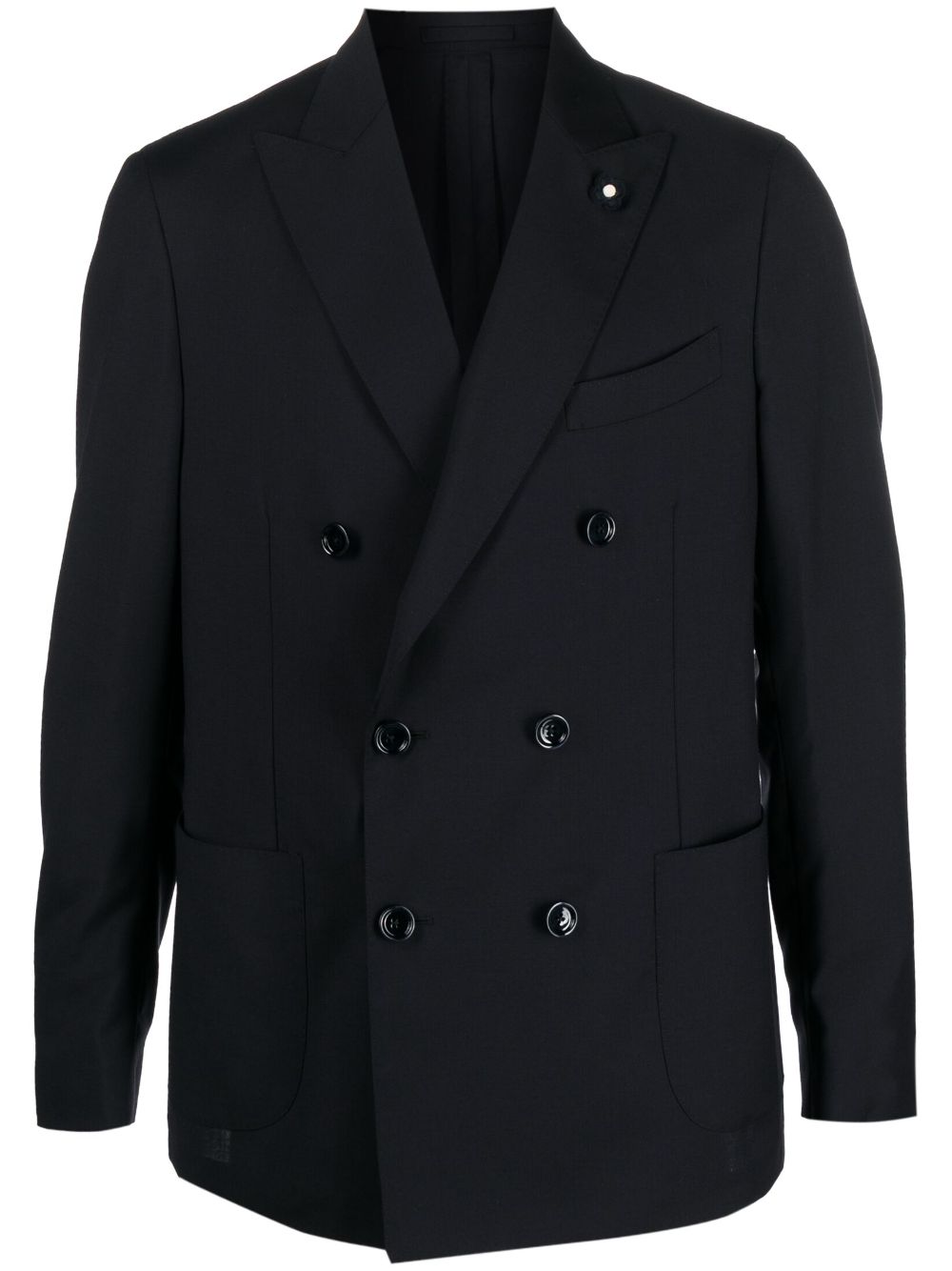 Double-breasted wool blazer - Blue