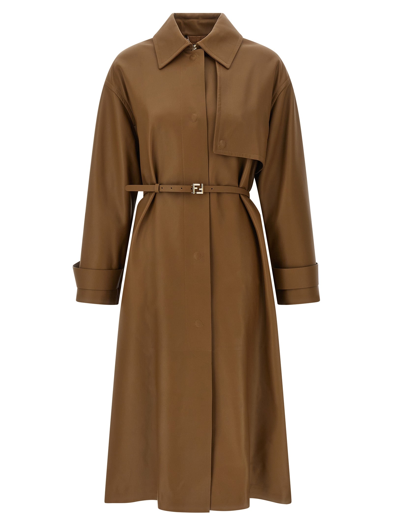 Nappa Lamb Leather Coat — Brown