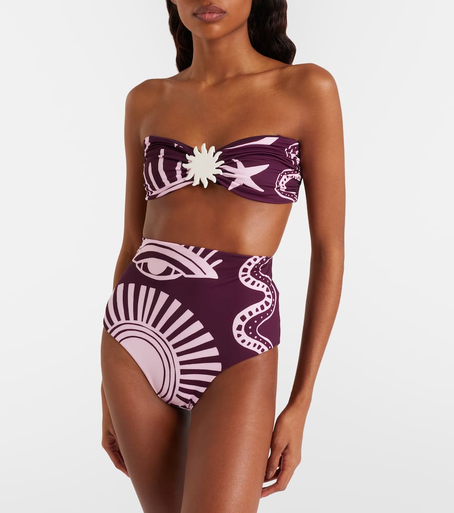 Maple printed bandeau bikini top