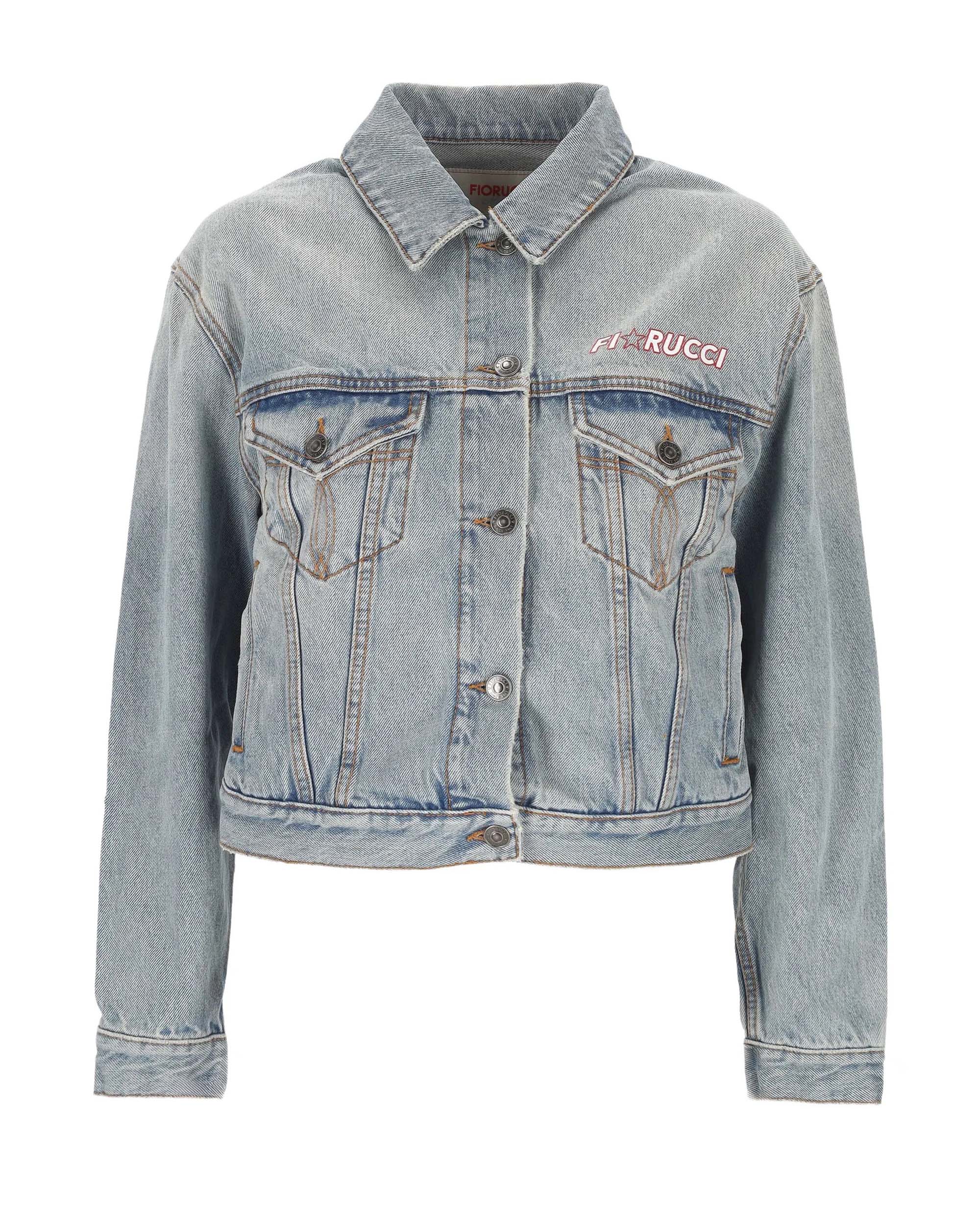 Logo-Embroidered Denim Jacket — Blue