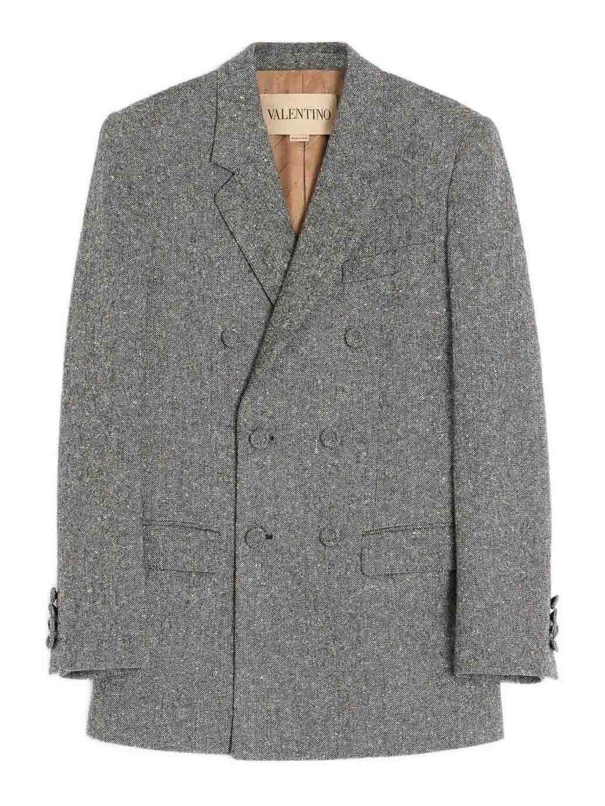 Grey Double-breasted Blazer