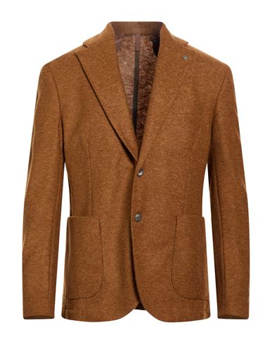 Man Blazer Tan Size 40 Polyester, Virgin Wool