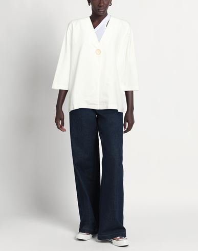 Woman Jacket Off white Size 12 Viscose, Linen