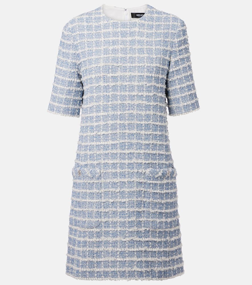 Checked cotton-blend tweed minidress