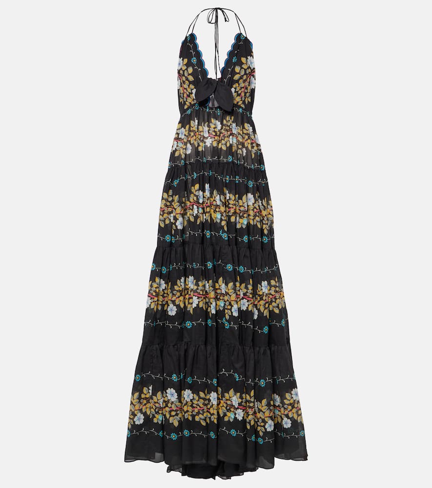 Floral tiered cotton gown