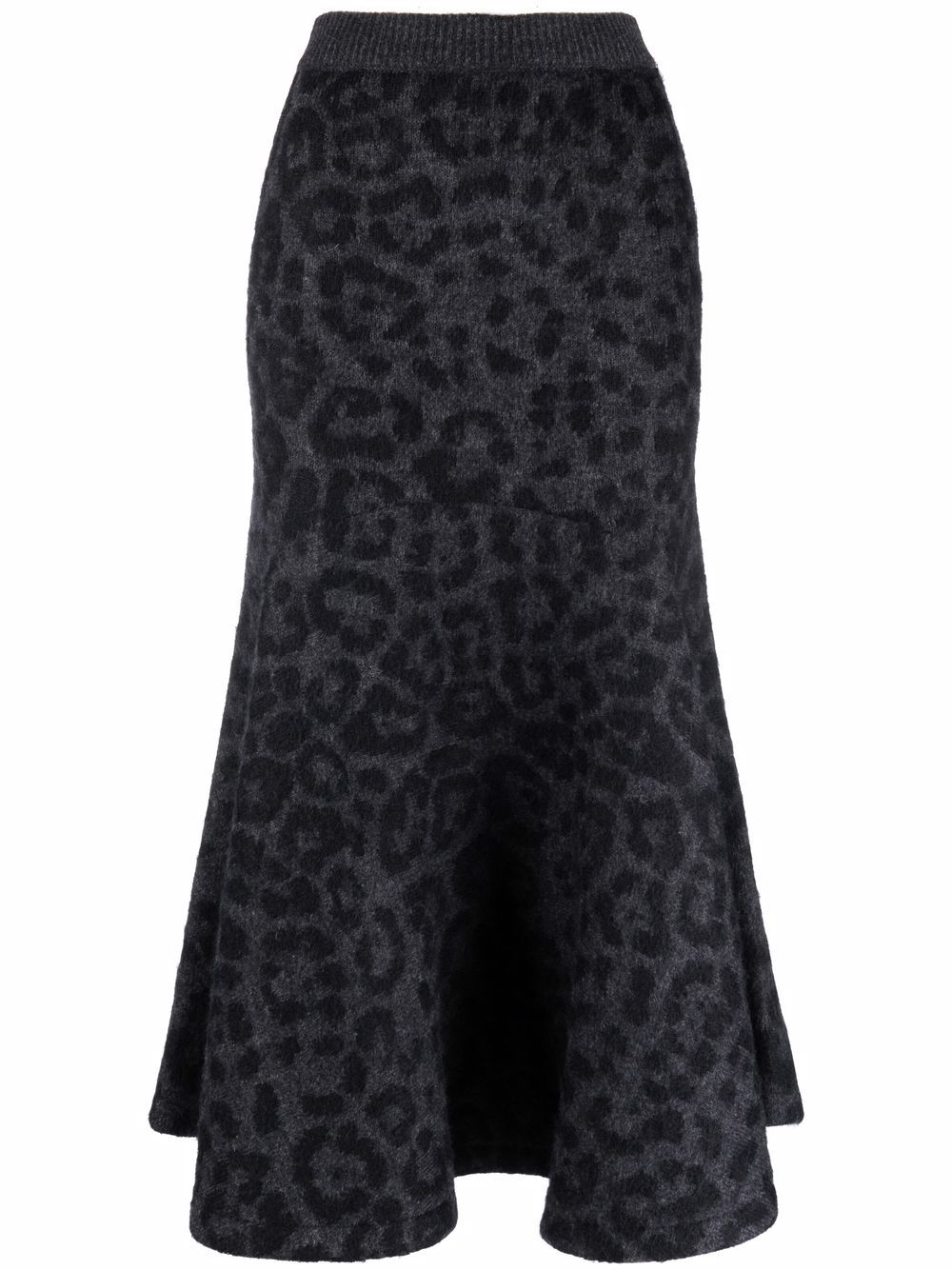 Valentino Garavani leopard pattern flared knitted skirt - Grey