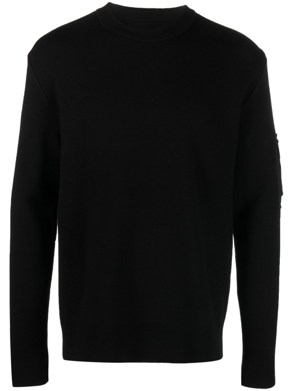 Pocket-appliqué wool jumper - Black