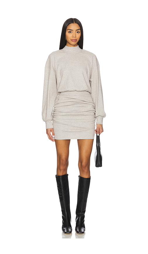 Susana Monaco Fleece Mock Gathered Dress in Tan. XS. Also in L, M